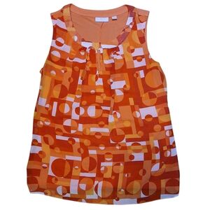 New York & Company Orange Geometric Sleeveless Tank Top